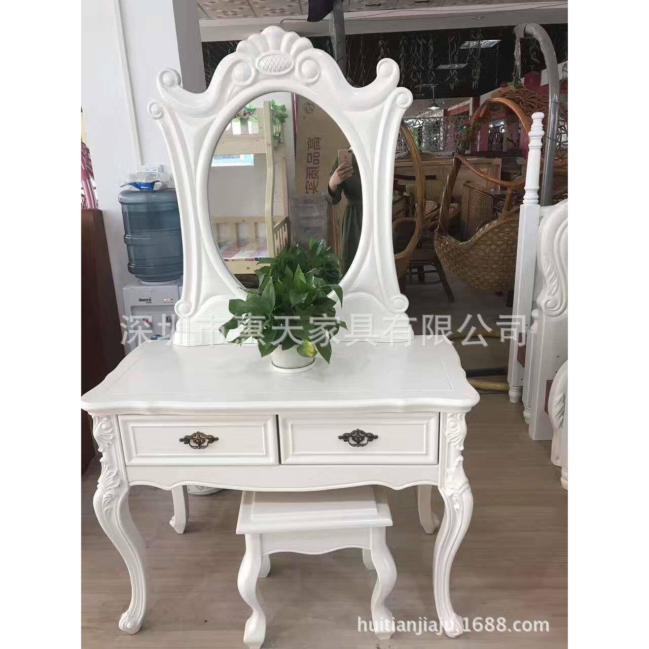 白茬欧梳妆台白2胚欧式衣柜欧式卧实木室家具白坯式含凳梳妆子