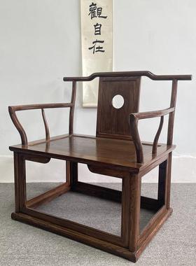 椅中式打坐椅榆木太师椅实木围椅禅修椅盘椅白腿老胚XKD茶椅禅主m