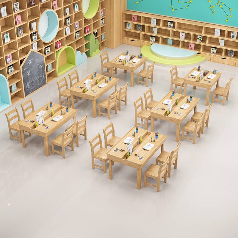 幼儿园桌椅板凳实木小凳子绘画桌宝宝阅读桌幼儿托管班美术班桌椅