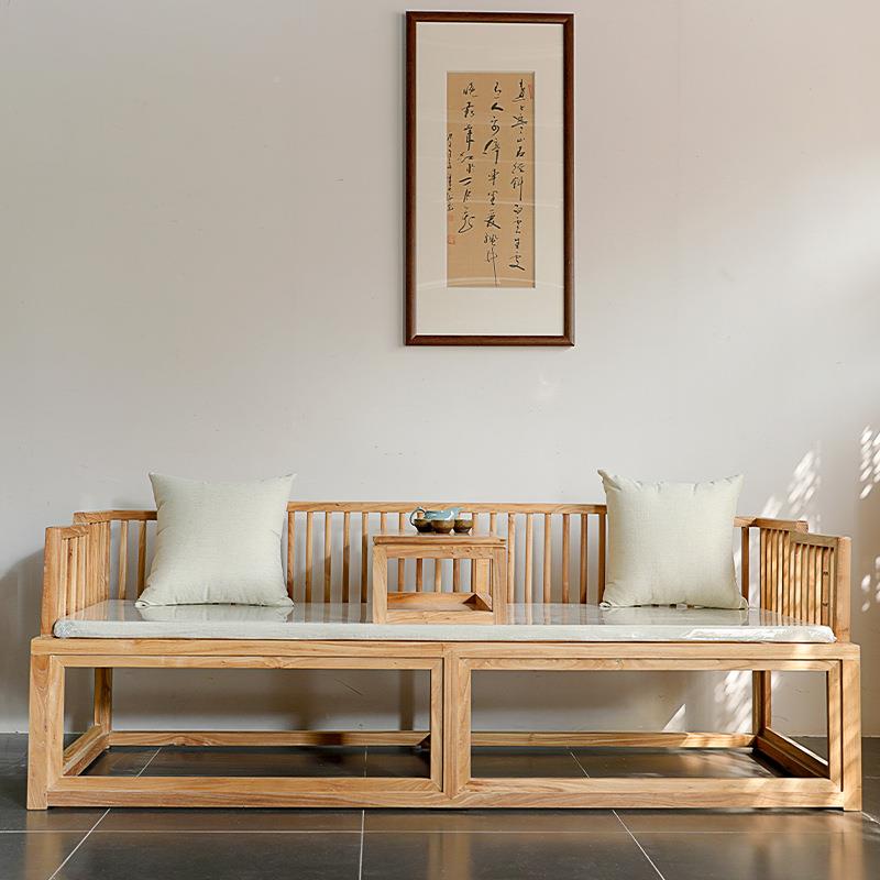 新中式罗汉床伸实木小型家用沙发老榆可木简户约现代缩MY03贵妃榻