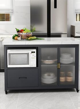 轻奢大理石厨房可移中ZG-73133台餐桌一体料理台开放式岛餐柜子储