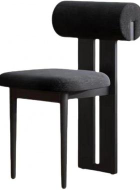 中古子风餐桌椅法ZLB式复古实木餐椅诧风家用设寂计师高值靠颜背