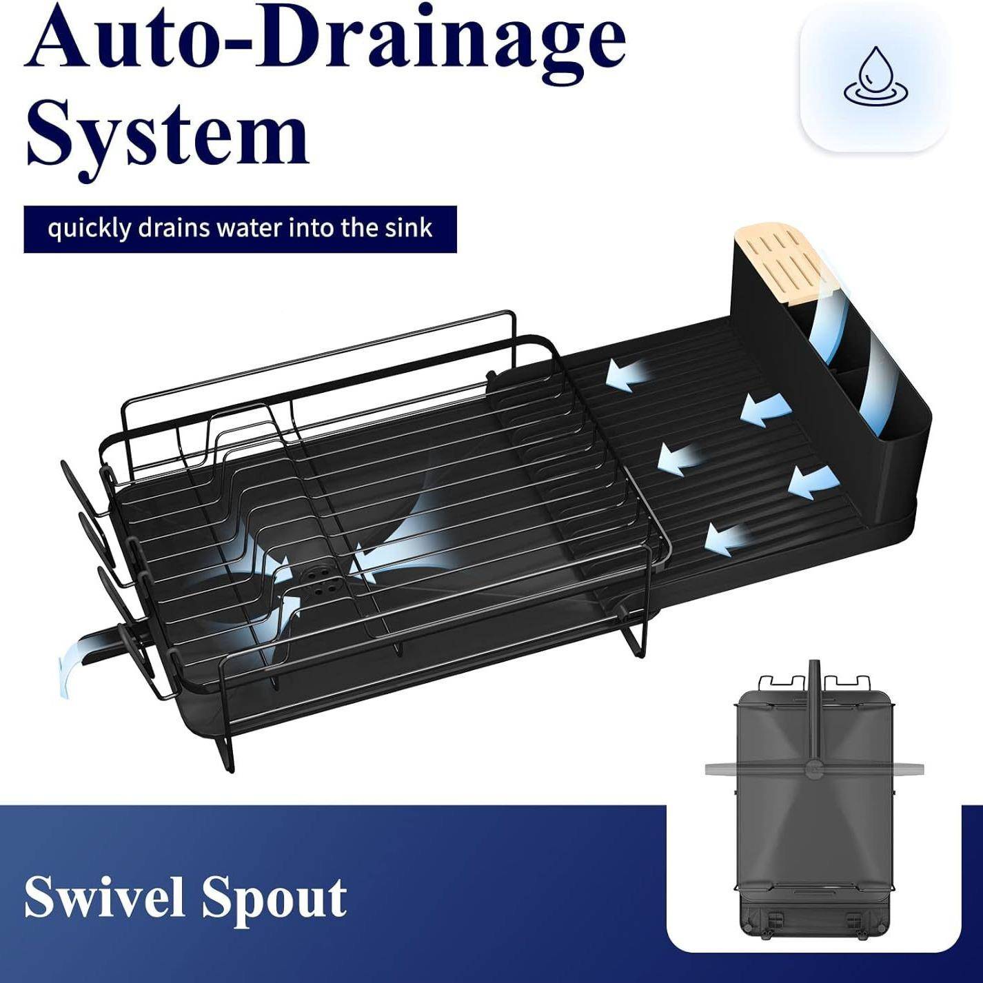 跨水境可抽拉缩伸碗碟收沥水架厨房窄款水槽边滤抽屉碗碟抽拉伸缩