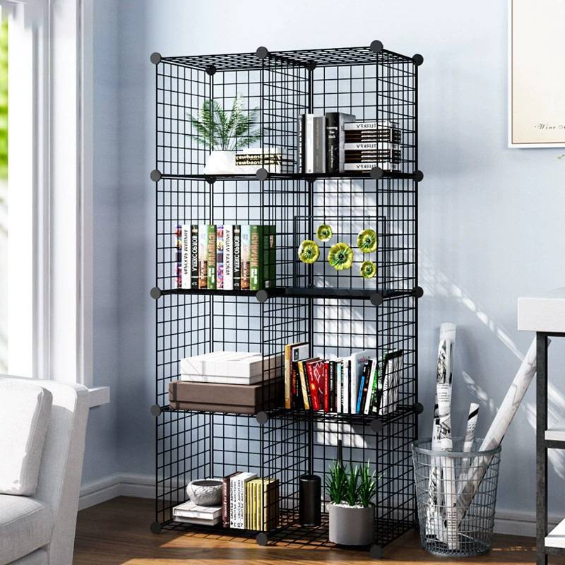 简易置物架 客厅书架 简约落地收纳架子 铁艺收纳柜子 铁网置物架