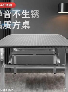 特厚不桌锈钢加折叠家用子户外HPU厚餐桌商用方桌桌夜市摆摊烧烤
