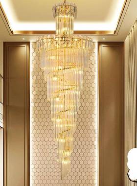 楼梯吊灯长转吊灯别墅复旋式大吊灯中空客厅灯楼91503中楼楼水晶