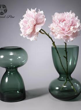 12084钻星创意个性绿色瓶玻石璃意插花器家居客厅创装饰花工艺品