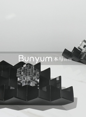 极简黑色几何树脂托盘样板房间客厅餐J桌茶几软装饰品摆盘陈设