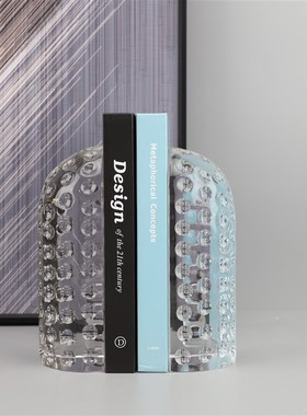 简约创意水晶f透明书挡样板房售楼部家居书房创意软装饰品摆件