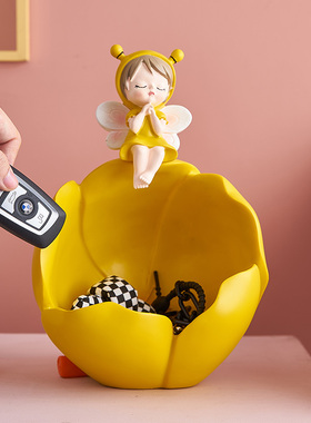 可爱女孩进门玄关钥匙收纳摆件创意客厅茶几N电视柜家居饰品少女