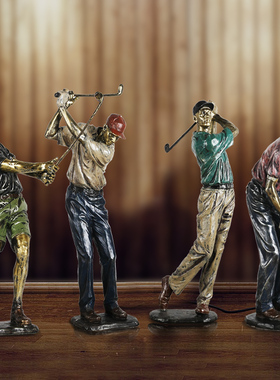 欧式家居新房装饰品办公室卧室B工艺树脂摆件高尔夫球运动人物