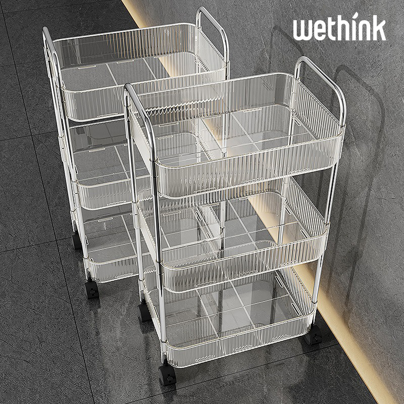 浴室置物架落地卫生间移动透x明小推车夹缝洗手间厕所用品收纳架
