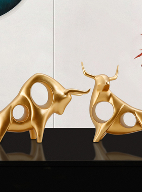 轻奢牛气冲天摆件家居饰品简约客I厅酒柜办公室书柜装饰品