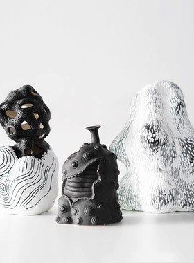 简约样板间抽象陶瓷小r摆件售楼处客厅书房点书柜创意软装饰品