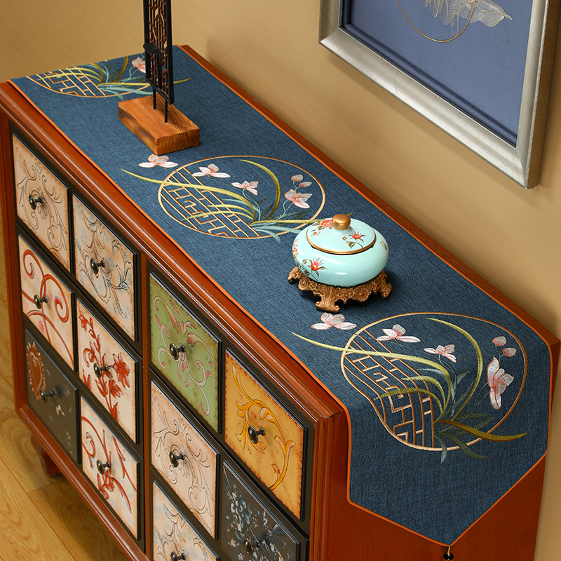 中式茶几垫桌垫餐边柜垫中国风电视柜桌布O床头柜垫台布玄关垫