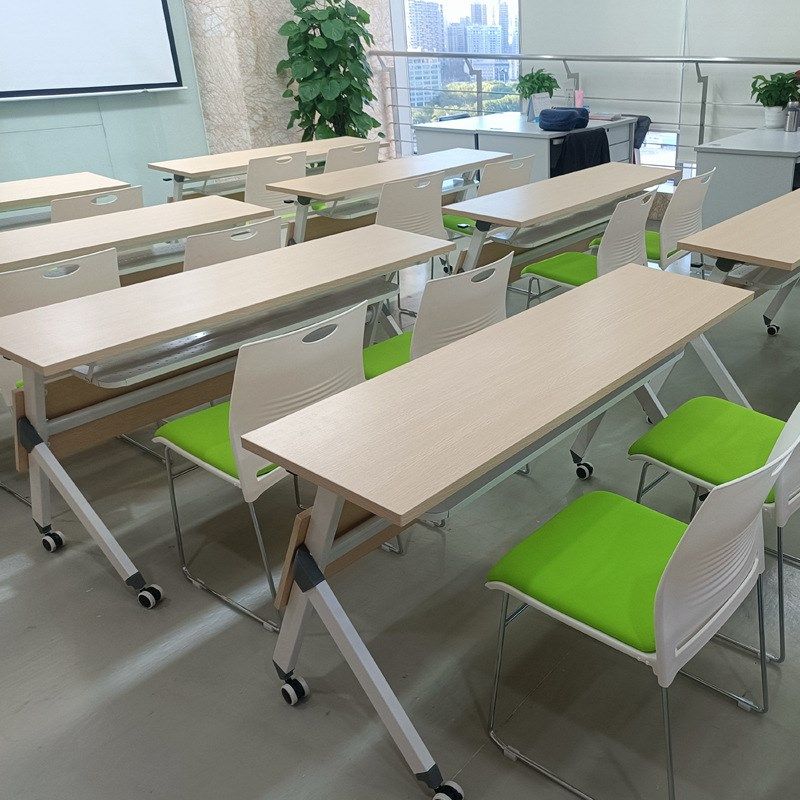 培训桌移动办h公桌带轮翻板桌双人会议桌长条桌教育机构折叠课桌