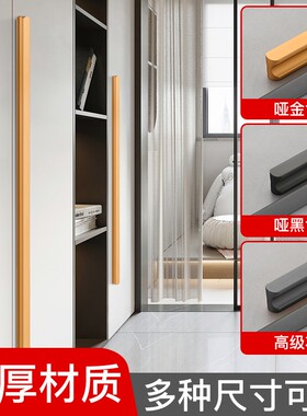 现代简约轻奢圆头拉手柜门金色黑色橱柜衣柜抽屉一字工型把手极简