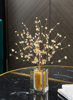 轻奢高档招财水晶树摆件家居饰品B客厅酒柜电视柜装饰品办公室桌