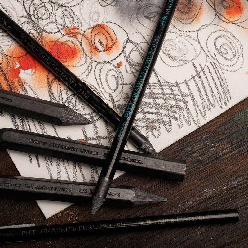 德国进口辉柏嘉全铅无木铅笔素描石墨铅笔速写上色专X用蜡质石墨