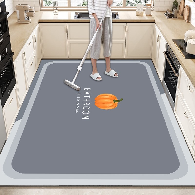 新款硅藻泥整铺厨房专用地垫吸z水防水防滑家用可擦免洗通铺大尺