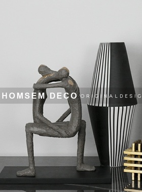 简约相拥恋人礼物树脂抽象人物摆设样板房O间家居软装饰品摆件