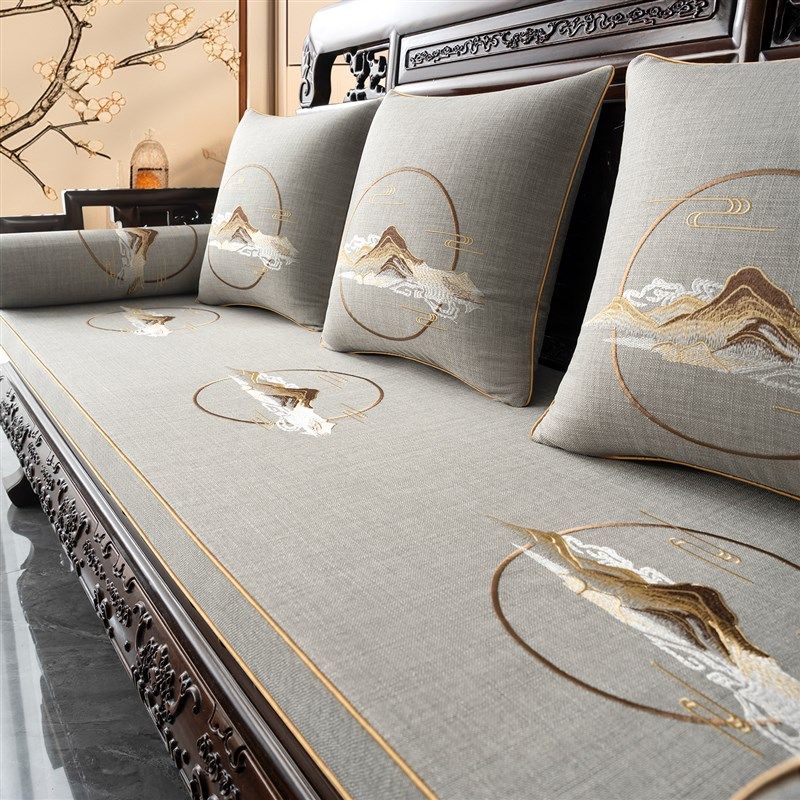 新中式红木沙发坐垫n套罩实木家具沙发垫防滑垫子高端定制海绵座