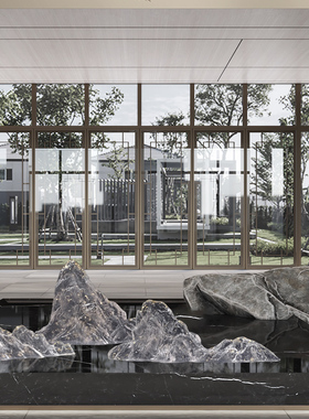 简约透明树脂假山雕塑酒店售楼处别墅楼L梯口软装饰艺术品摆件