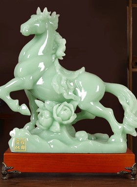 马摆件玉石工艺礼品摆饰p酒柜玄关房间客厅创意办公室中式装饰马