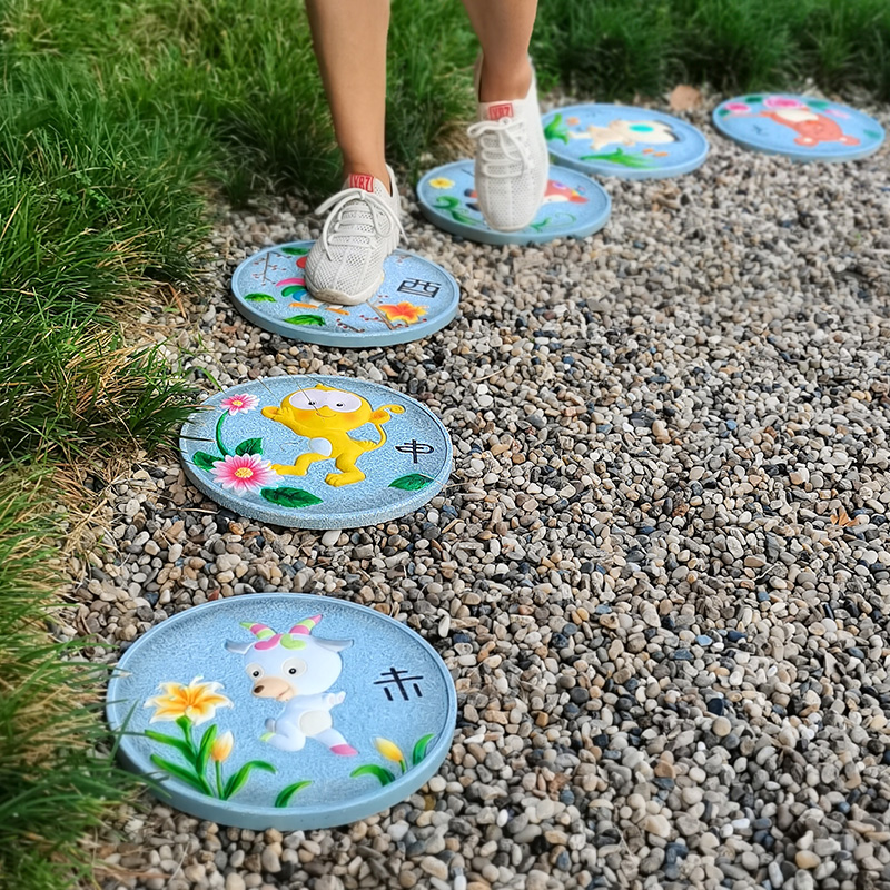 庭院汀步石中式十二12生肖动物草坪铺路垫脚石户外U踏步石景观布