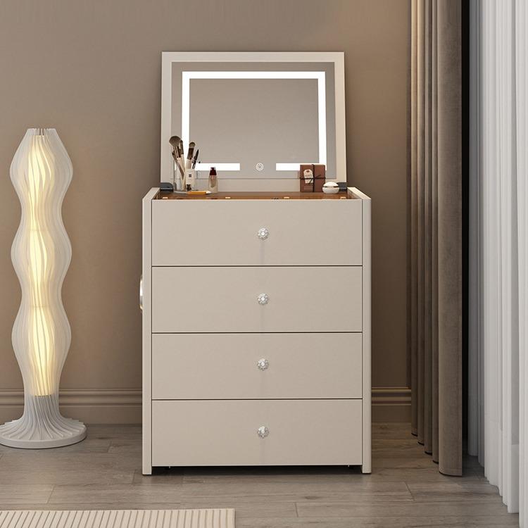 奶油梳妆台实木翻盖卧收室奢简约现代小户型IQH床头化妆轻桌一风