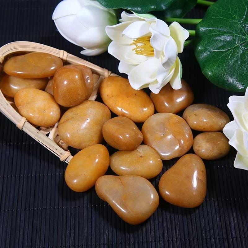 天鱼然鹅卵石咨询客服。原,色精抛光黄工厂缸造石景花盆铺面绿植