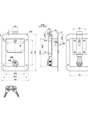 不锈平304抛面板锁工程车锁电NBQ柜门锁钢板锁光盒锁