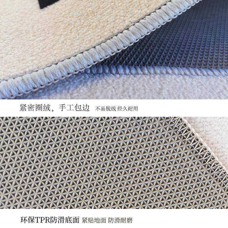 欧式复古格子边地毯床长条垫子室地毯客厅沙发茶几QTC22072卧滑地