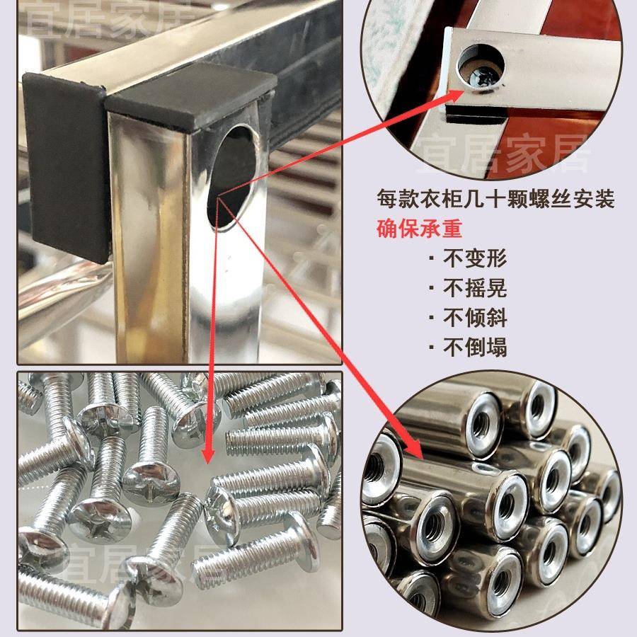 不钢简易布固衣柜XWE钢架用衣橱加全钢结锈构折叠卧室防尘结实耐