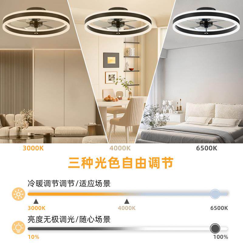 卧室风扇灯家柔风餐厅极简风中灯具用客QXM厅吸顶LDE吊山扇灯
