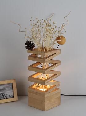 9W创木意简L约灯装饰原台插花温馨浪漫卧室床头客厅书房充电F755J