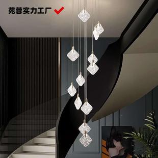 复式 间水晶吊轻奢长风空l挑oft网红简约客厅灯别墅SGM灯楼梯中空