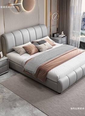床无品牌/现代简约主卧双床18米意式轻奢主.卧床1.5人m皮婚艺床厂