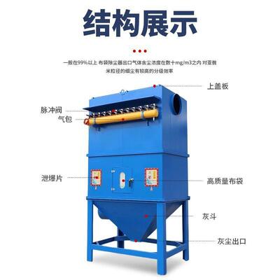 除脉冲布袋除尘集器车间工灰粉尘收工业木中央仓顶旋风袋式尘EUL