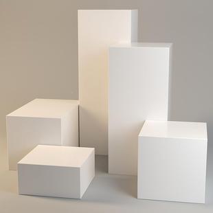 白烤漆展台件圆柱体摆底座圆形长方形六形边橱色窗模特地台展7019