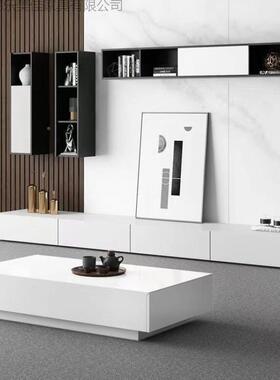 意轻奢简式岩板电视柜黑色现代简约小户型子客厅茶几电视柜极OIF