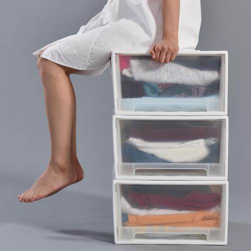 抽屉式衣柜收纳箱透TB-58030明纳收柜塑料衣衣整物理箱特大号服储