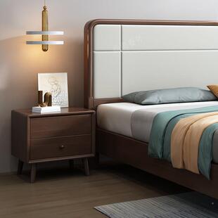 简Yla黑胡桃木实木床现代KyWFT6cD极.8床米单双人主卧家1用1.5米