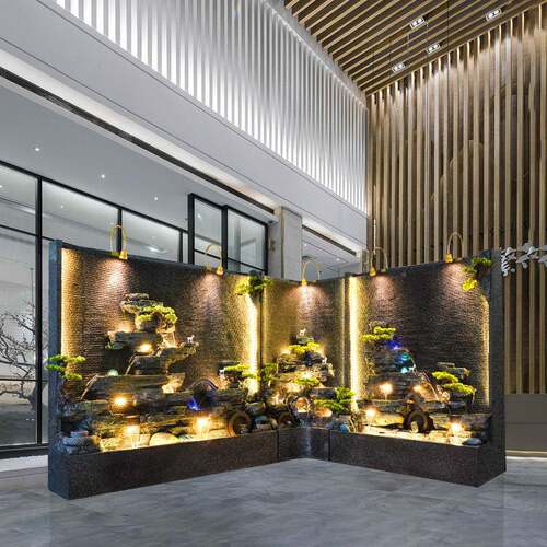 大型假山水幕2613墙流水屏风玄隔断客厅酒店公办室转直角落关角地