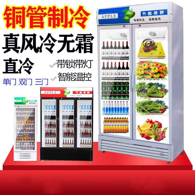 冷柜示柜饮663藏料酒展柜商用铜啤管双门立式陈列柜保鲜柜水果蔬