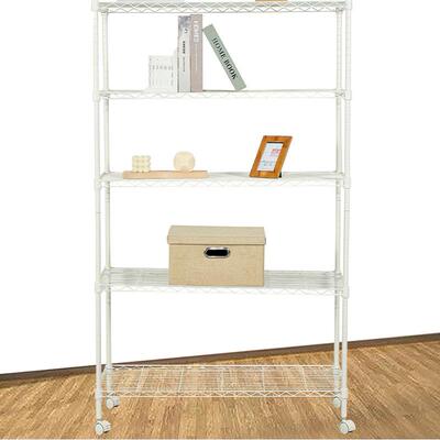 厨置物架落地5层收纳客用厅阳台杂房物储物架家架白FW-90115色收