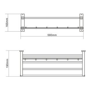 304锈钢方形双层毛巾架浴巾架家YL-8814用不公浴室卫生酒店间寓工