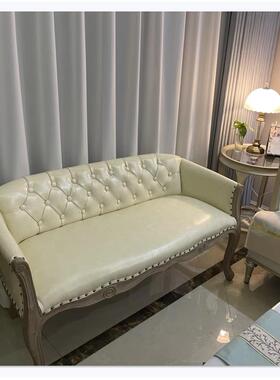 U木美式欧实单人F75S5M75沙发椅简约洽谈椅复古实木阳台椅子型小