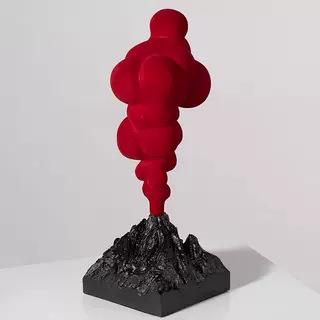 色极简简约现代红创厅意趣味山喷发摆件客电视柜123456样火板房装