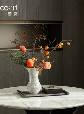 邸高家居中式售楼处酒店茶几洽谈桌花艺摆件工Q作台会议室桌面摆